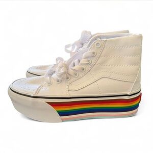 Vans Sk8-Hi Pride Rainbow Platform Sneakers White Women’s 5